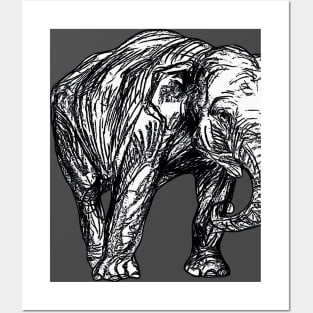 Graphic Novel Style Vector Art Elephant Illustration Posters and Art